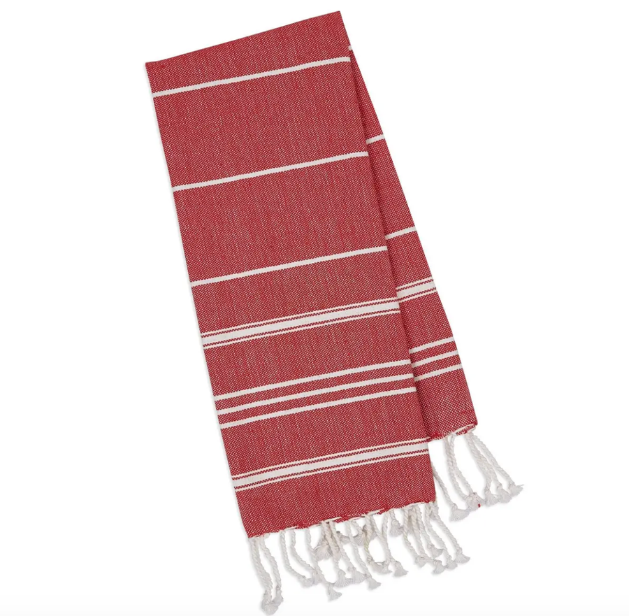 Ribbon Red Fouta Kitchen Towel by Design Imports