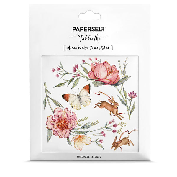 Colorful Temporary Tattoo Stickers | Butterfly Roses and Rabbits