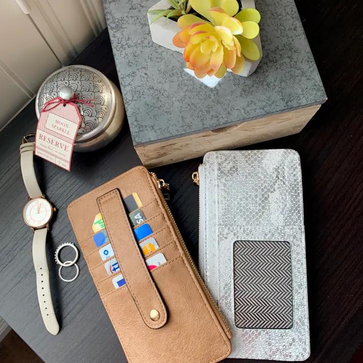 Sage Slim Card Holder Wallet | Rose Gold