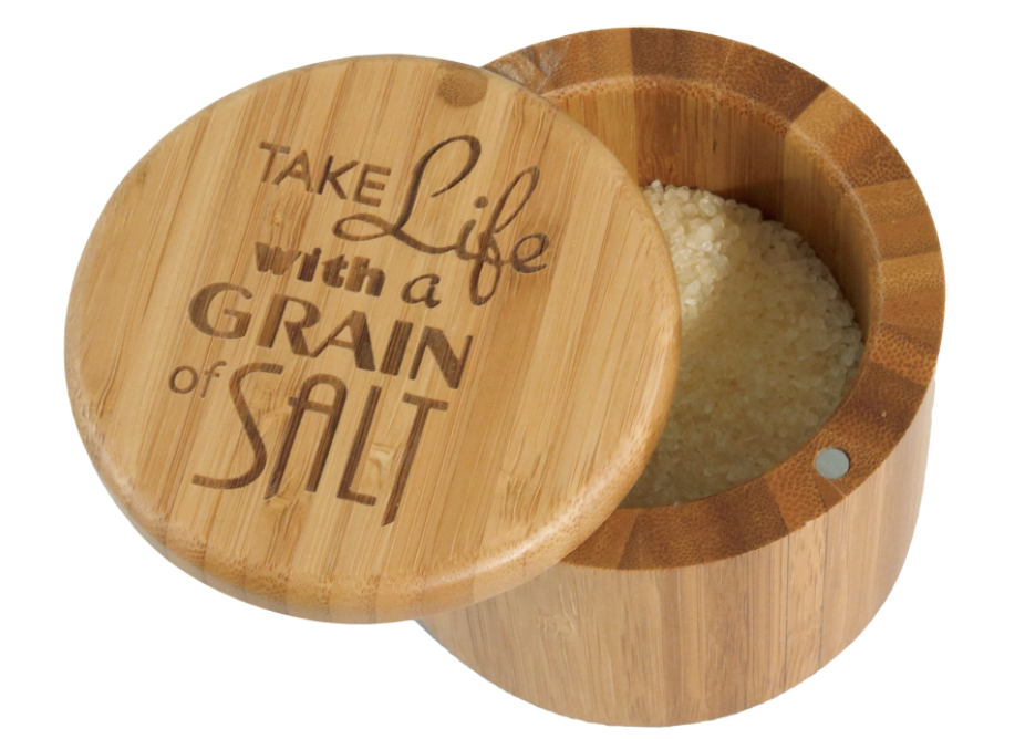 Salt Box Storage Box "Take Life with a Grain of Salt"  Swivel Lid