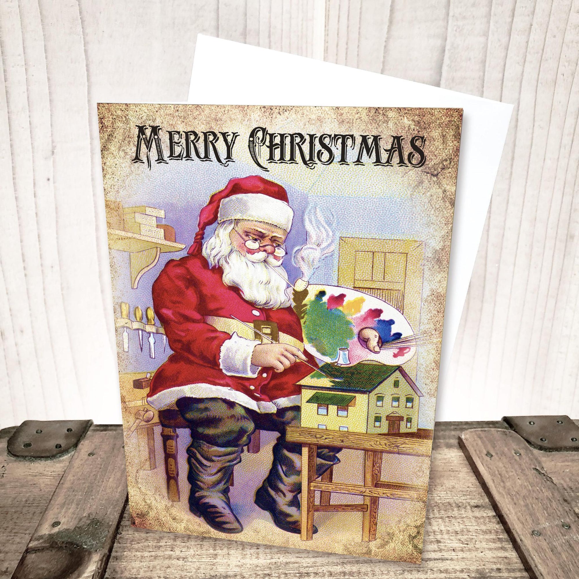 Santa Painting Christmas Card by Yesterday's Best