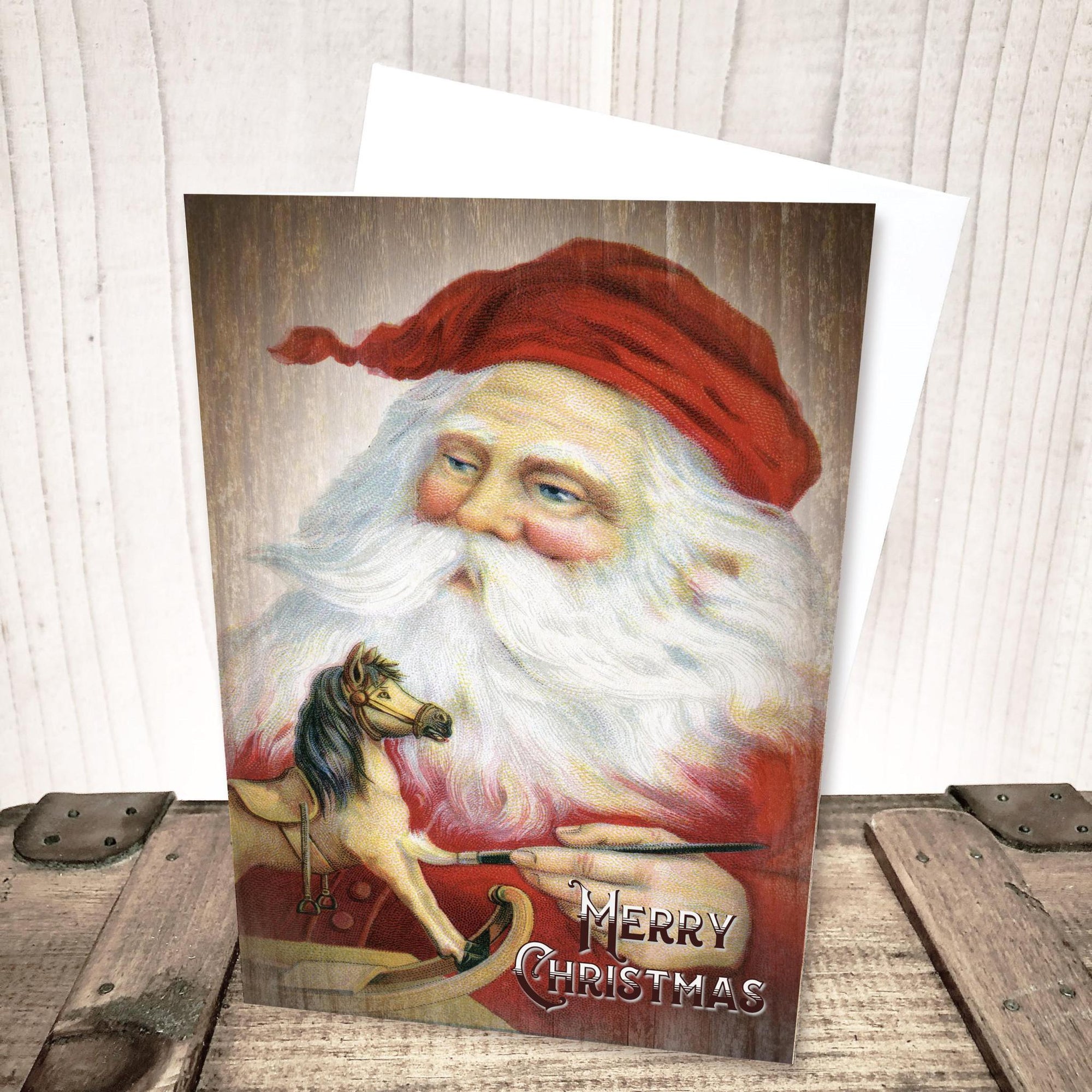 Santa Painting Toys Christmas Card by Yesterday's Best