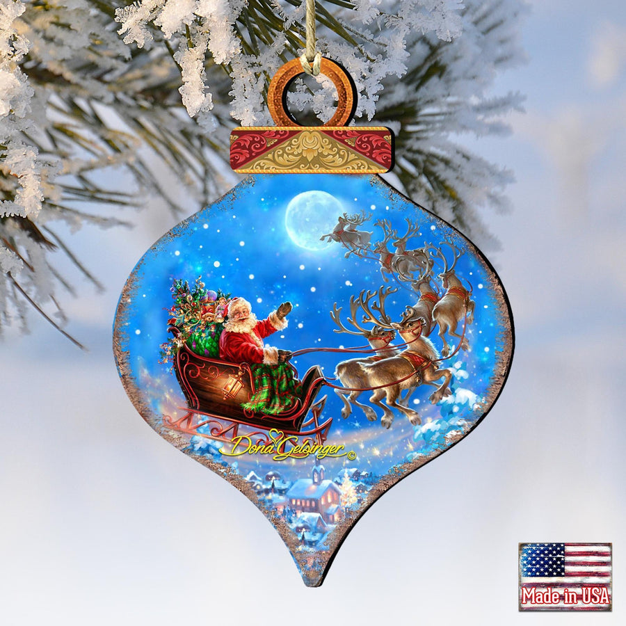 Santa's Flight Keepsake Decorative Christmas Ornament