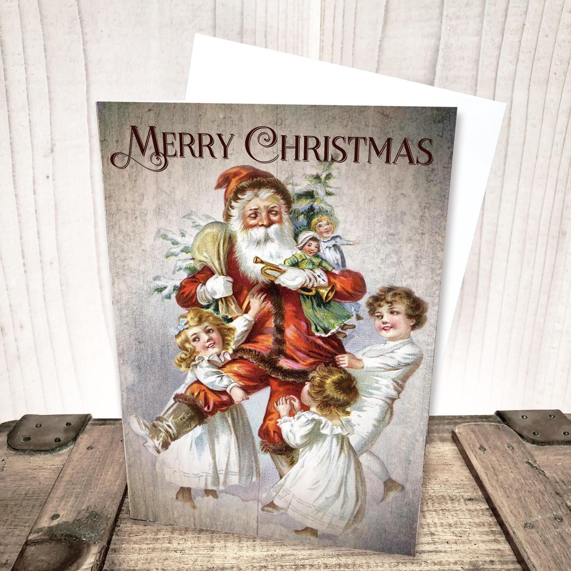 Santa With Children Merry Christmas Card by Yesterday's Best