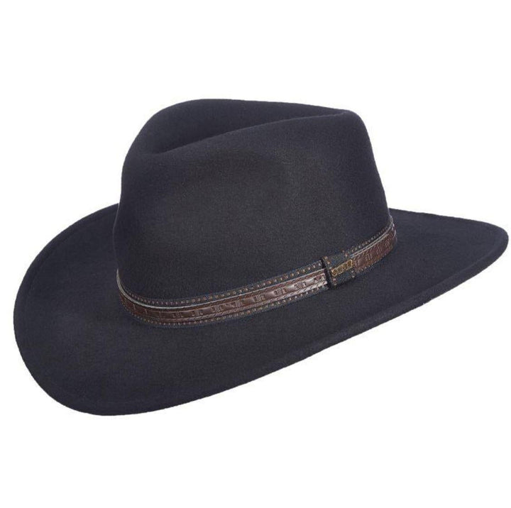 Scala San Antonio Black Wool Felt Outback Hat