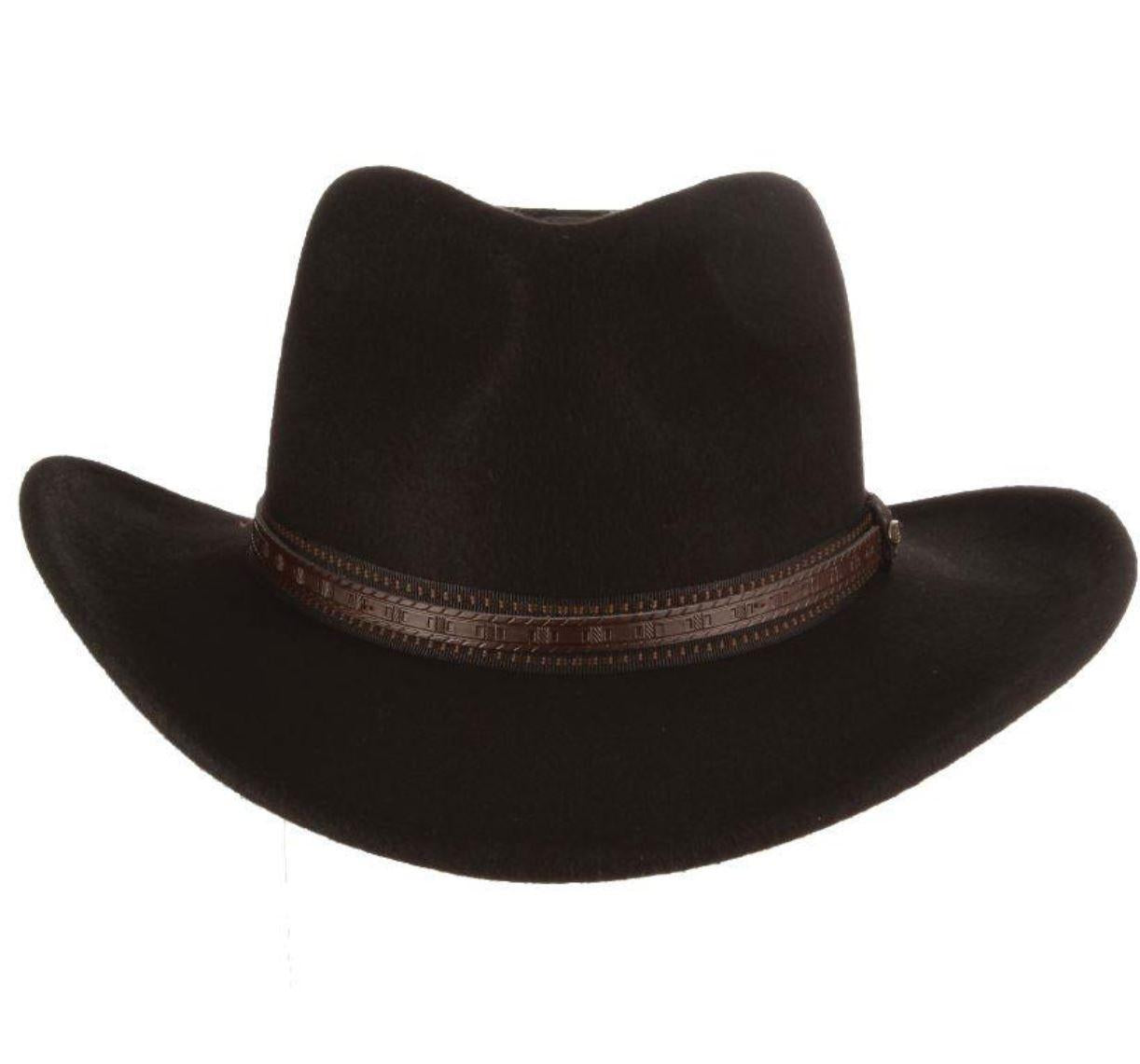 Scala San Antonio Black Wool Felt Outback Hat