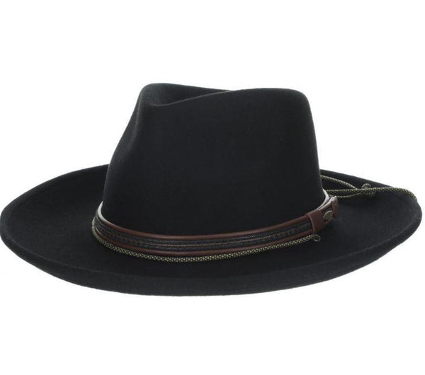 Scala Tempest Black Wool Felt Water Repellent Rancher Hat