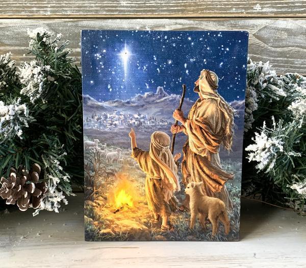 Shepherds Keeping Watch - Lighted Tabletop Canvas