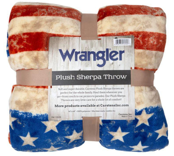 Sherpa Fleece Throw Blanket | Wrangler Stars & Stripes
