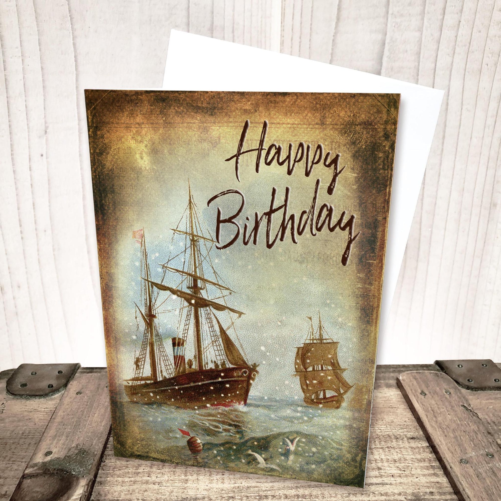 Ship at Sea Birthday Card by Yesterday's Best