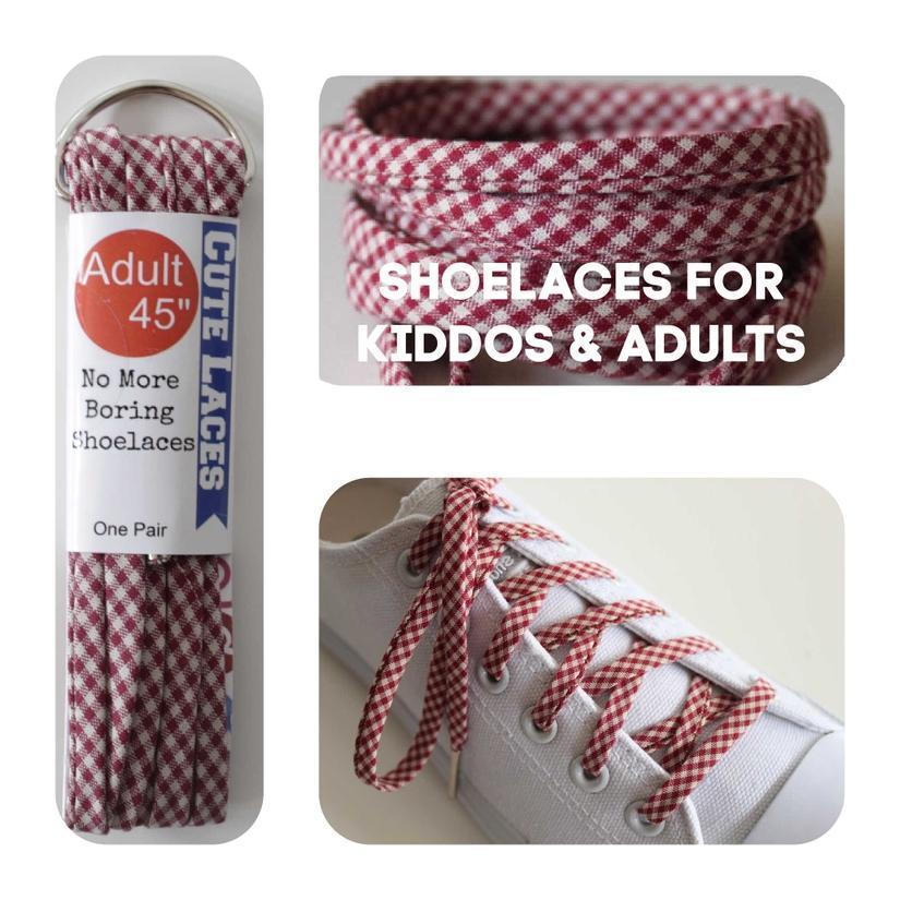 Shoelaces Red and White Gingham