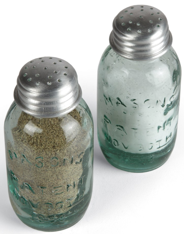 Mini Mason Jar Salt or Pepper Shaker Silver Top