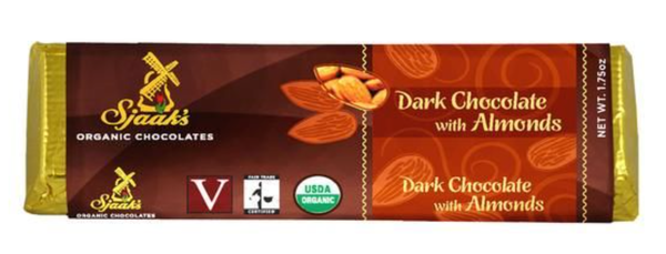 Sjaak's Organic Vegan Dark Chocolate Bar with Almonds