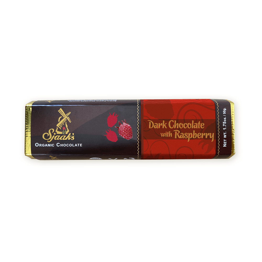 Sjaak's Organic Vegan Dark Chocolate Bar with Raspberry