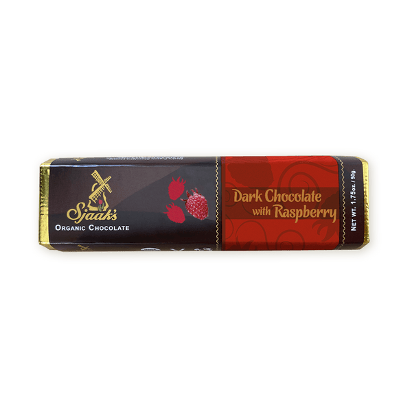 Sjaak's Organic Vegan Dark Chocolate Bar with Raspberry