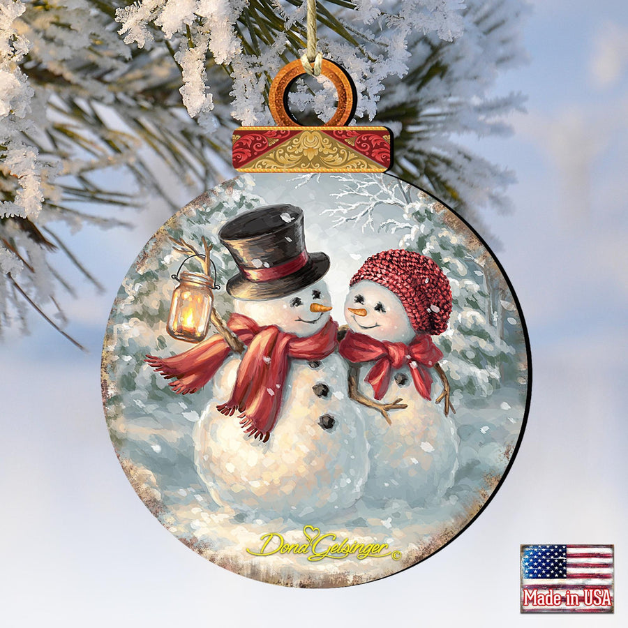 Snow Love Couple Keepsake Decorative Christmas Ornament