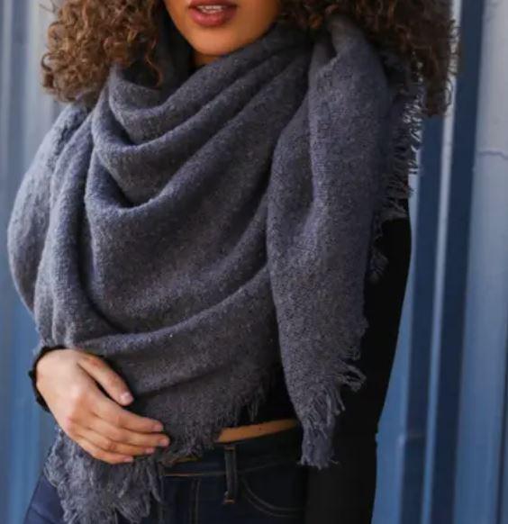 Solid Marl Woven Blanket Scarf