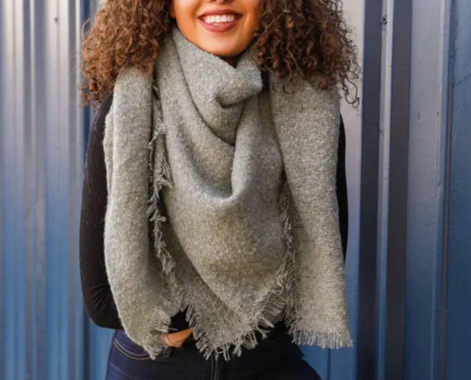 Solid Marl Woven Blanket Scarf