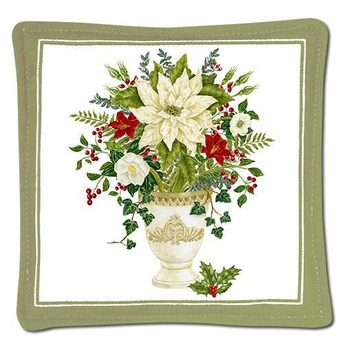 Spiced Mug Mat | Poinsettia, Holly & Ivy Vase