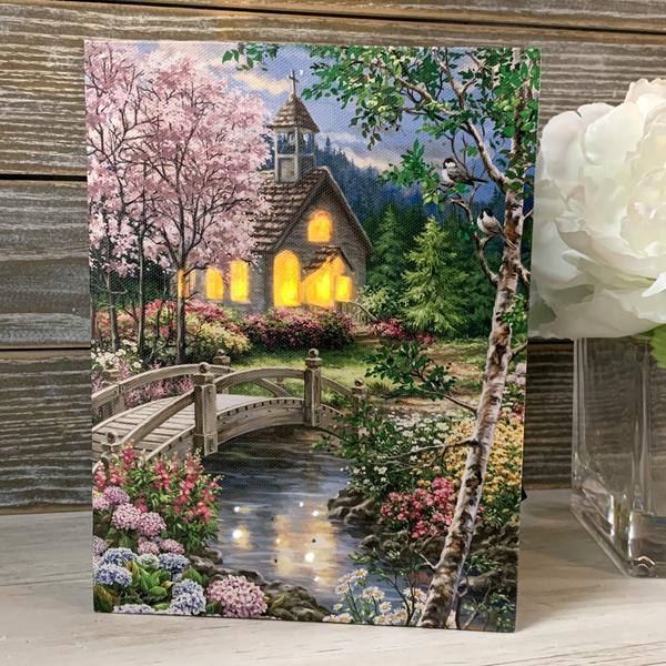 Spring Chapel - Lighted Tabletop Canvas