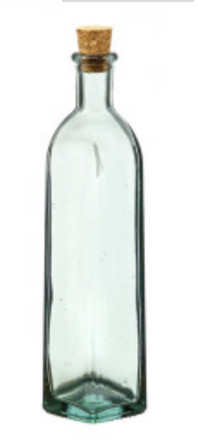 Square Clear Green Recycled Glass Bottle with a Cork Top 120cc