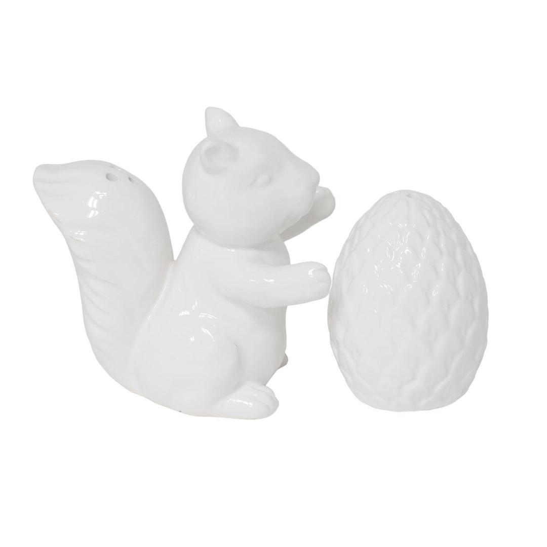 Squirrel & Nut White Salt & Pepper Shakers