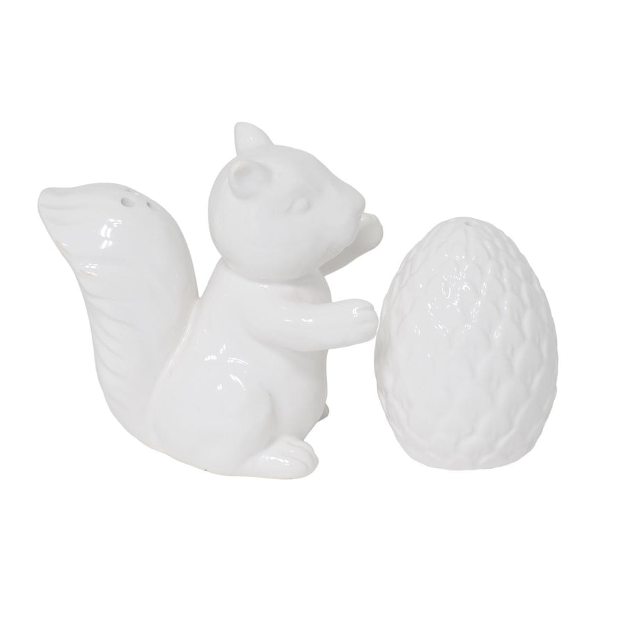 Squirrel & Nut White Salt & Pepper Shakers