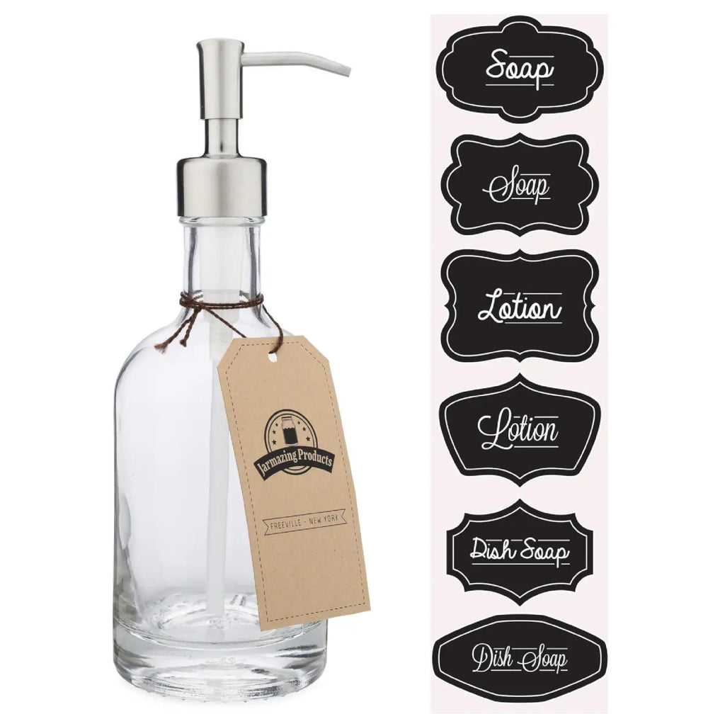 Long Neck Vintage Inspired Mason Jar Soap & Lotion Dispenser Stainless Steel