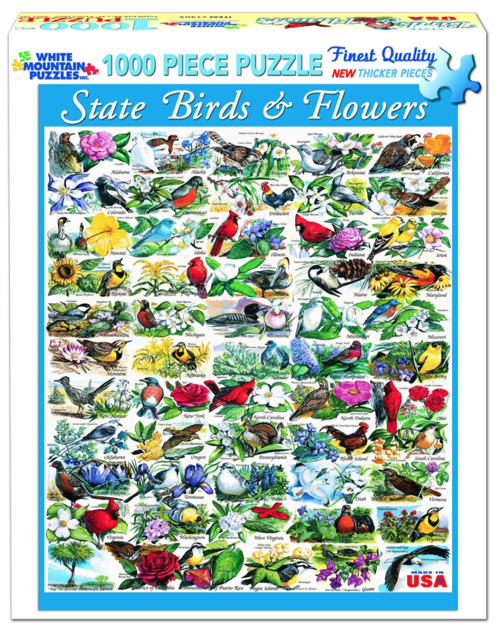 State Birds & Flowers 1000 Piece Jigsaw Puzzle by White Mountain Puzzle
