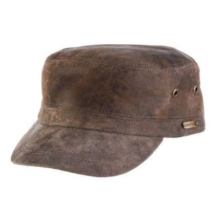 Stetson Argyll Leather Cadet Cap | Brown