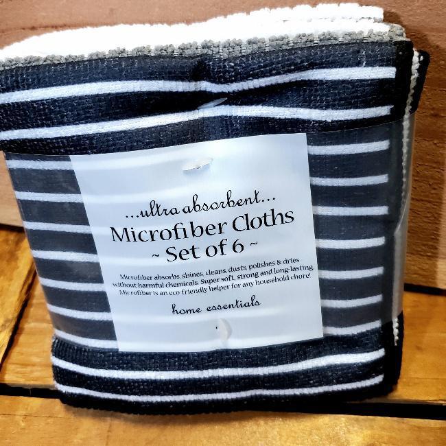 Microfiber Cloths Coffee Style Set of 6 Stripe