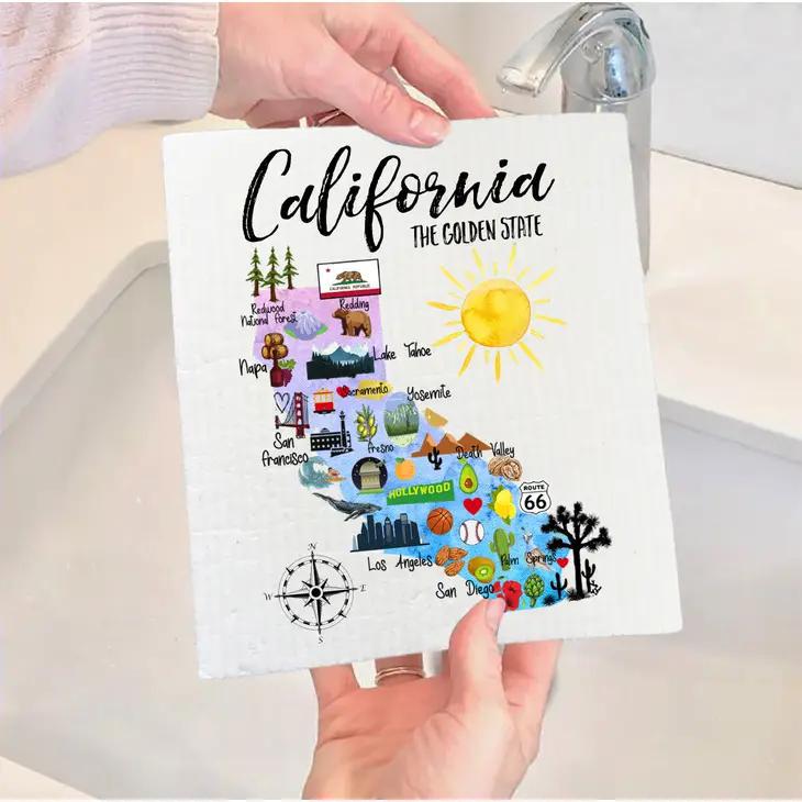 Swedish Sponge Dish Cloth | California State Map