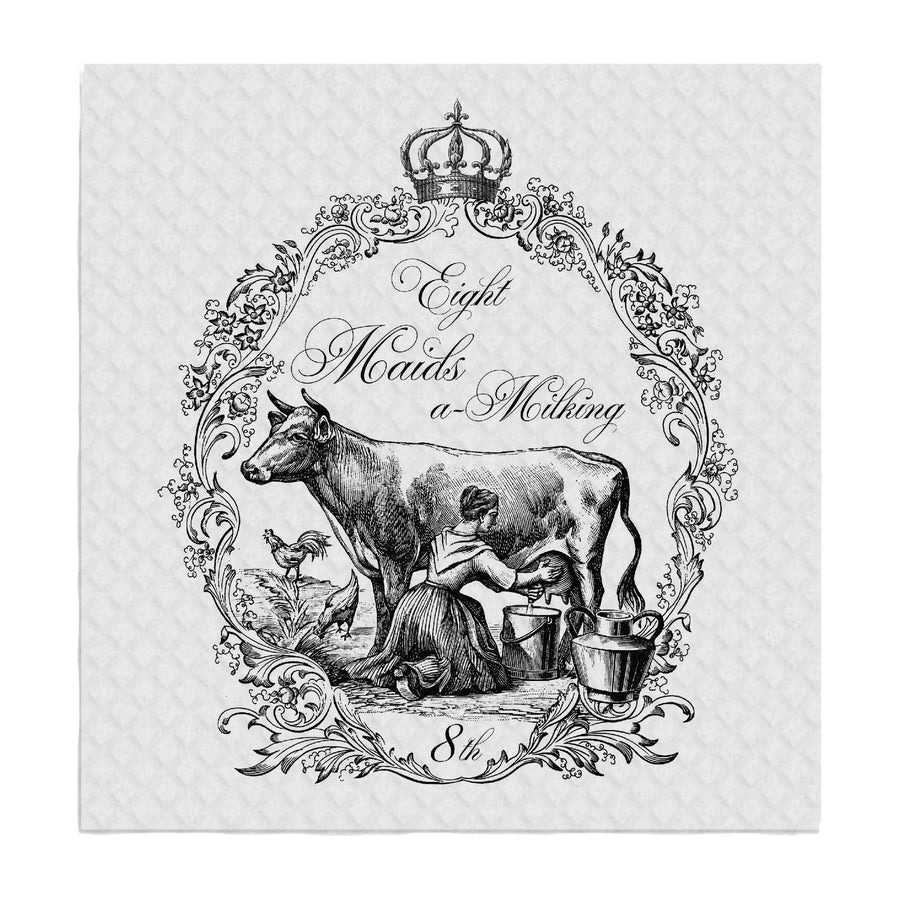 Swedish Sponge Dish Cloth Eight Maids a Milking Christmas