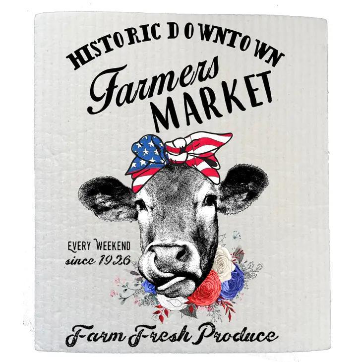 Swedish Sponge Dish Cloth | Farmers Market Patriotic Cow