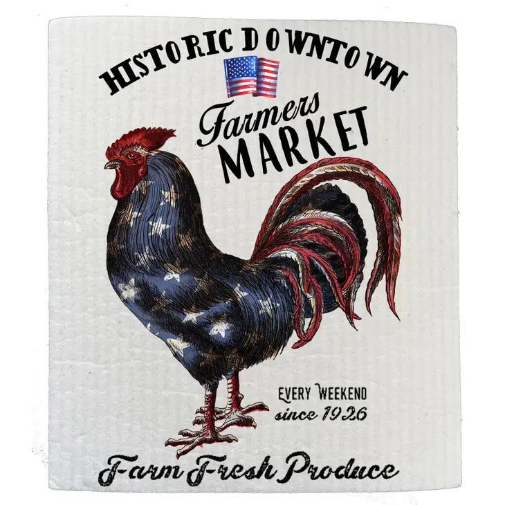 Swedish Sponge Dish Cloth | Farmers Market Patriotic Rooster