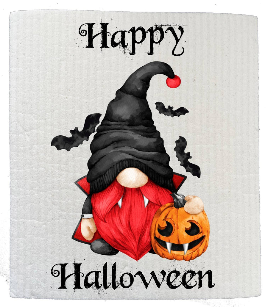 Swedish Sponge Dish Cloth Gnome Dracula Happy Halloween