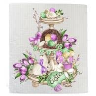 Swedish Sponge Dish Cloth | Happy Easter 3 Tier Tray