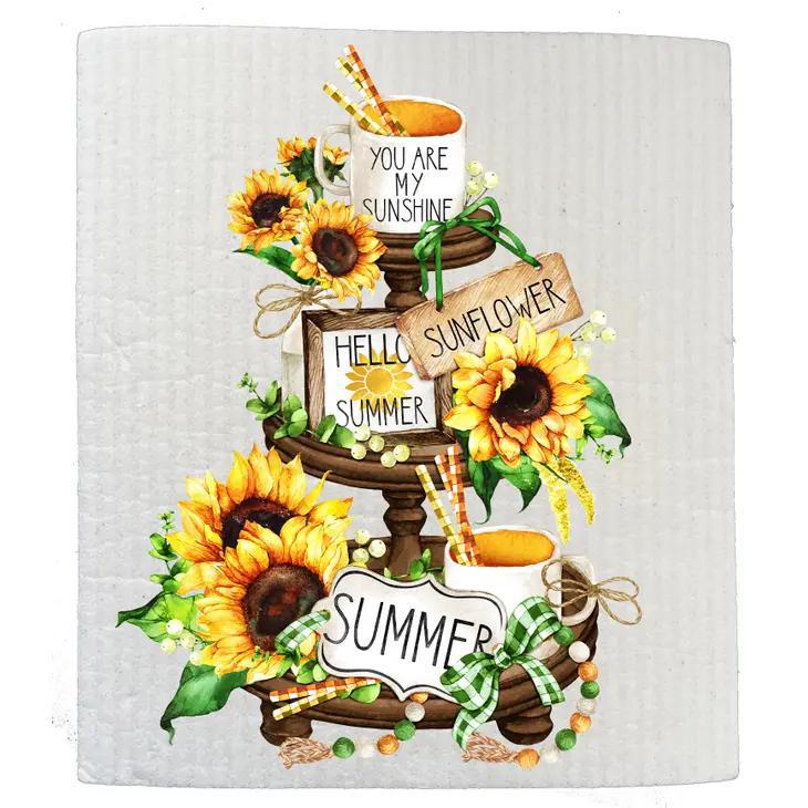 Swedish Sponge Dish Cloth | Summer Sunflower 3 Tier Tray