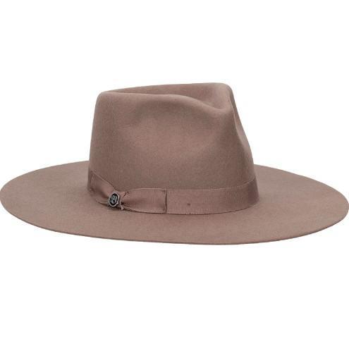 Celebration Wool Felt Flat Brim Hat Taupe