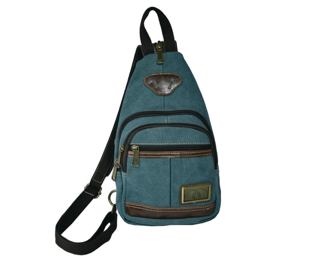Teal Canvas Sling Backpack Purse
