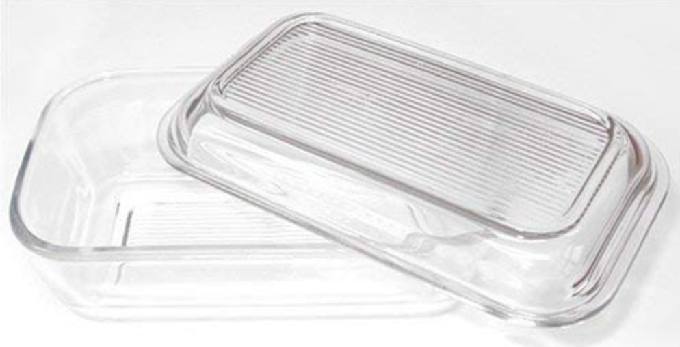 Tempered Clear Glass Butter Dish