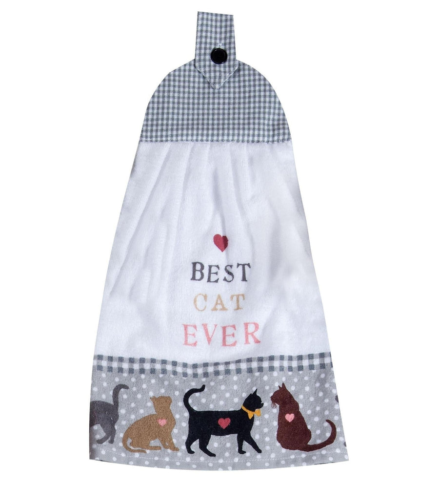 Terry Cloth Tie Towel "Best Cat Ever"