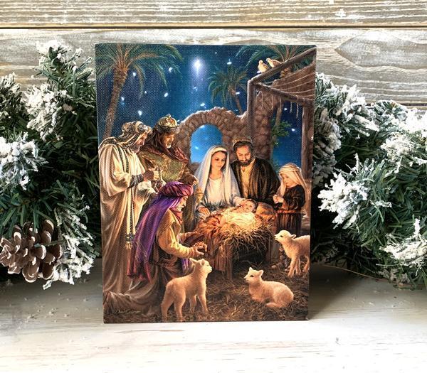 The Nativity- Lighted Tabletop Canvas