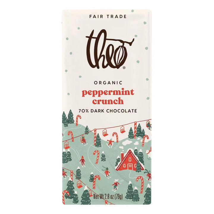 Theo 70% Dark Chocolate Peppermint Crunch Bar