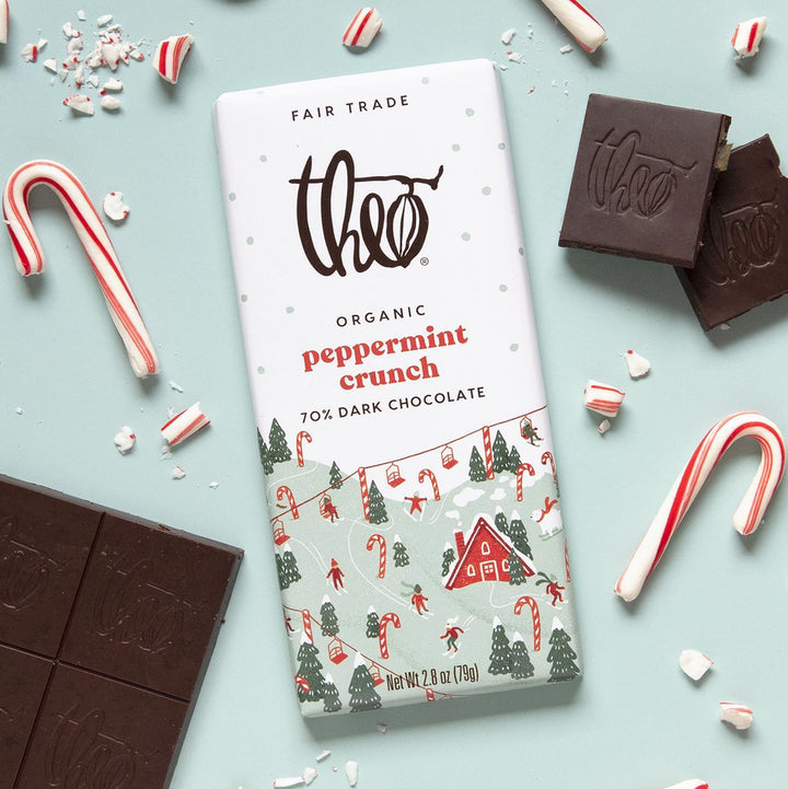 Theo 70% Dark Chocolate Peppermint Crunch Bar