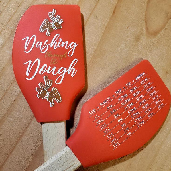 Holiday Silicone Spatulas with Conversion Chart Through the Dough (Red)