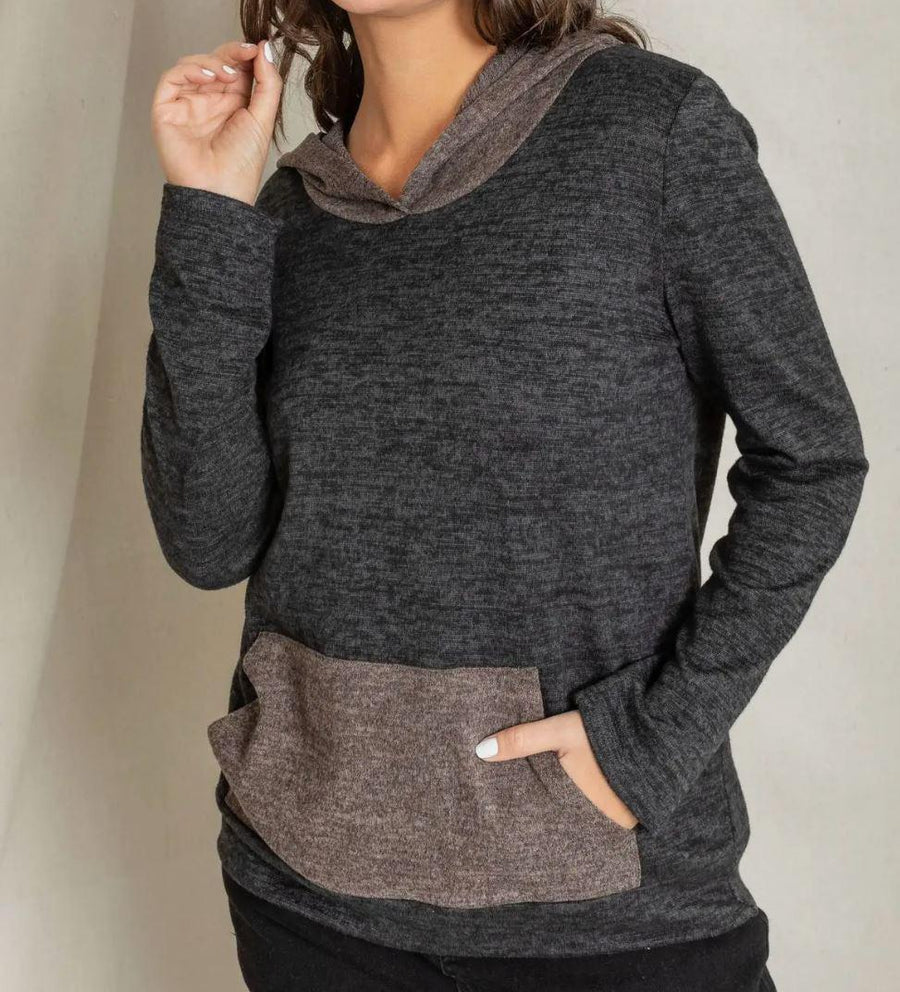 Two Tone Hoodie with Pocket