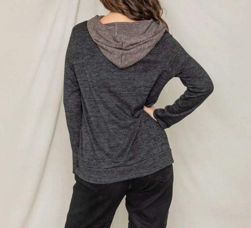 Two Tone Hoodie with Pocket