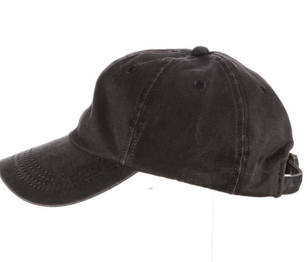 Unstructured Weathered Cotton Baseball Cap | Black