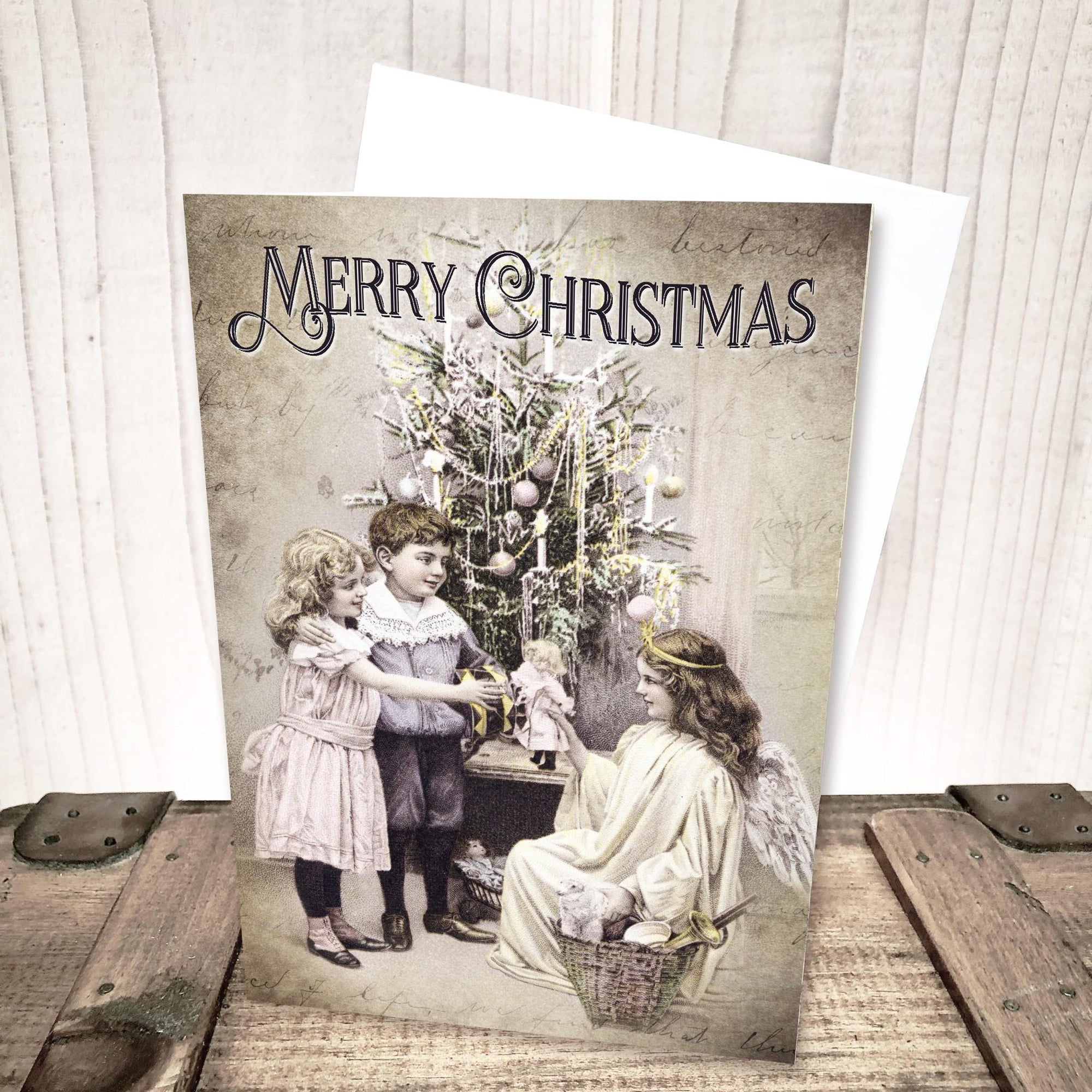 Victorian Angel with Tree Christmas Card by Yesterday's Best